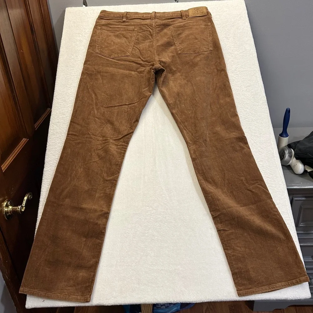 Polo Ralph Lauren Varick Slim Straight Corduroy Pants Mens 36/34 Brown Stretch